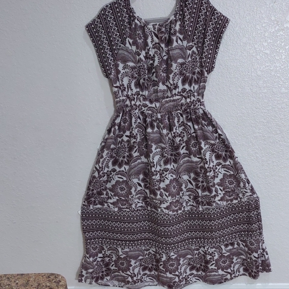 Rachel Zoe Floral Patterned Dress in Brown and White, Size L. - Picture 12 of 17